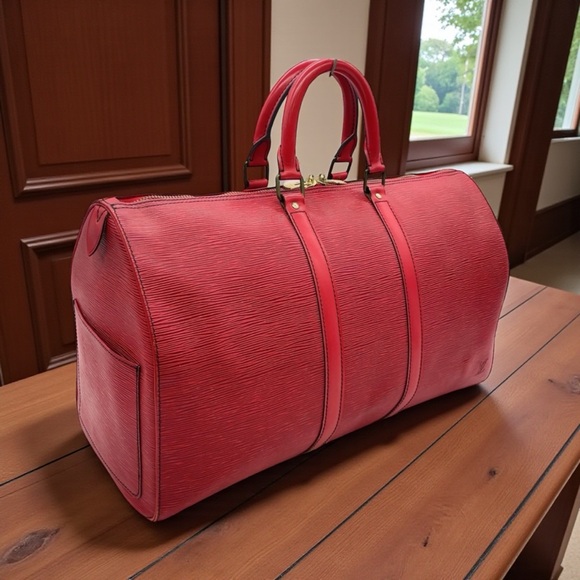 Louis Vuitton Red Epi Keepall 45 Weekender Bag EUC! - Picture 4 of 10